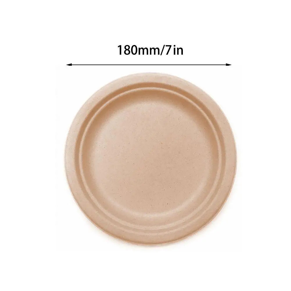 Eco-Friendly Compostable Paper Plates - 6/7/9 Inch Bagasse Tableware (50PCS)