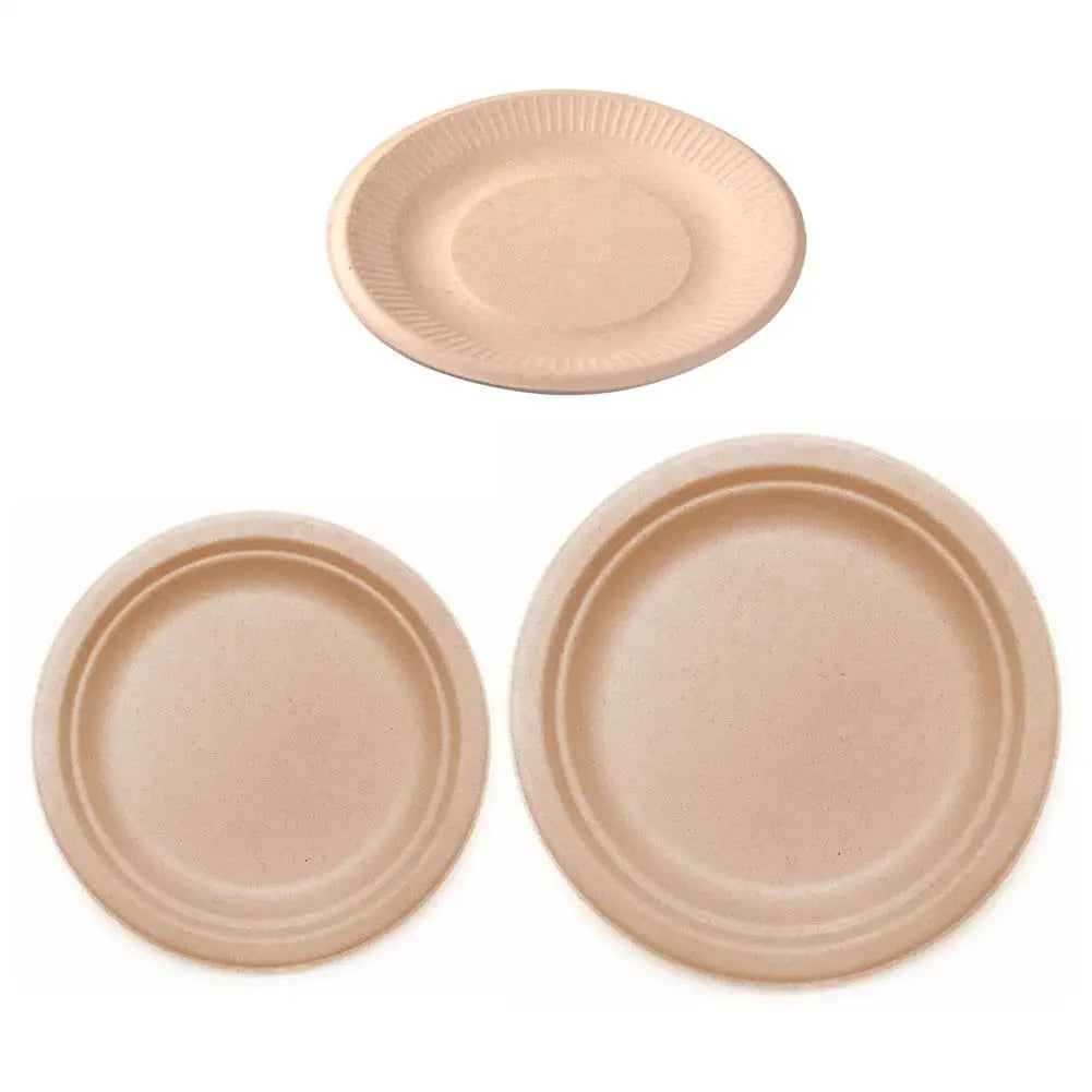 Eco-Friendly Compostable Paper Plates - 6/7/9 Inch Bagasse Tableware (50PCS)