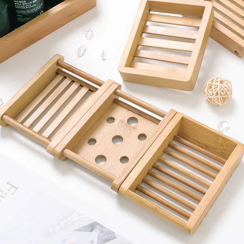 Eco-Friendly Wooden Soap Holder Tray for Bathroom Storage