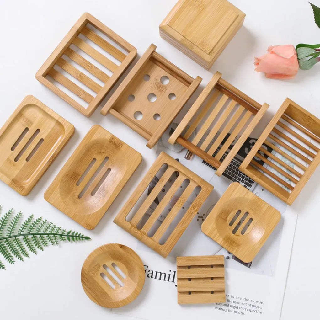 Eco-Friendly Wooden Soap Holder Tray for Bathroom Storage